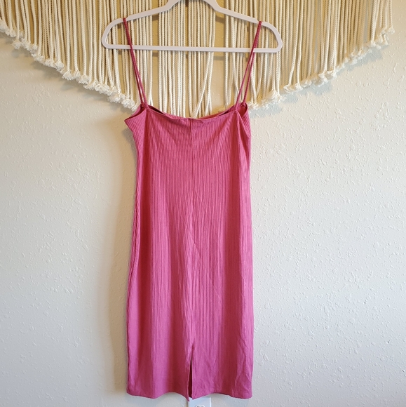 REFORMATION Pink Ribbed Midi Bodycon Dress sz M - Picture 5 of 8